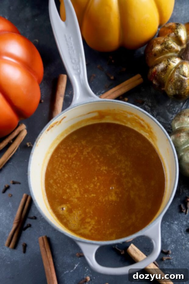 The Perfect Pumpkin Spice Syrup 8 Simple syrup in a saucepan