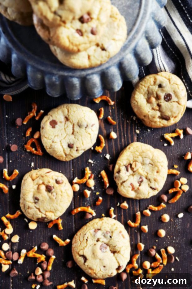 Crunchy Salty Sweet Caramel Butterscotch Cookies 8 Cookies with pretzels and caramel and chocolate chips