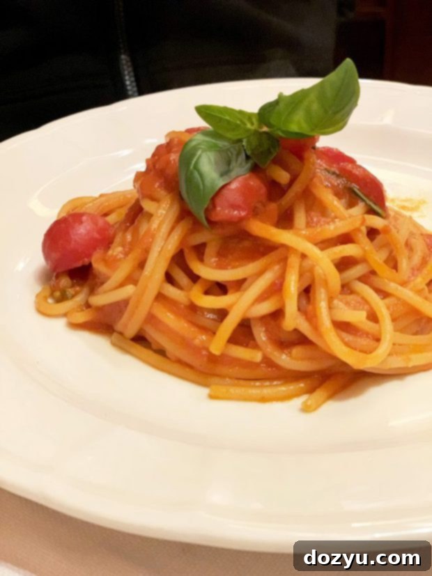Delicious spaghetti dish served at La Libera restaurant in Milan, Italy