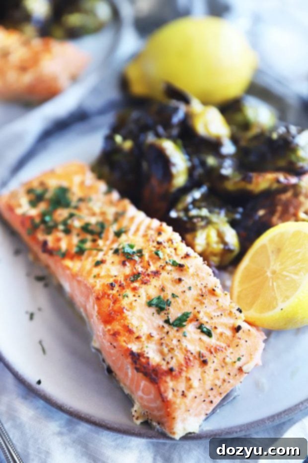 Zesty Lemon Garlic Salmon Bake 4 Baked lemon garlic salmon filet