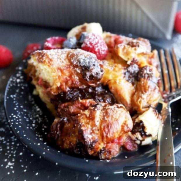 Decadent Raspberry Chocolate Croissant French Toast Casserole 10 Raspberry chocolate French toast bake thumbnail