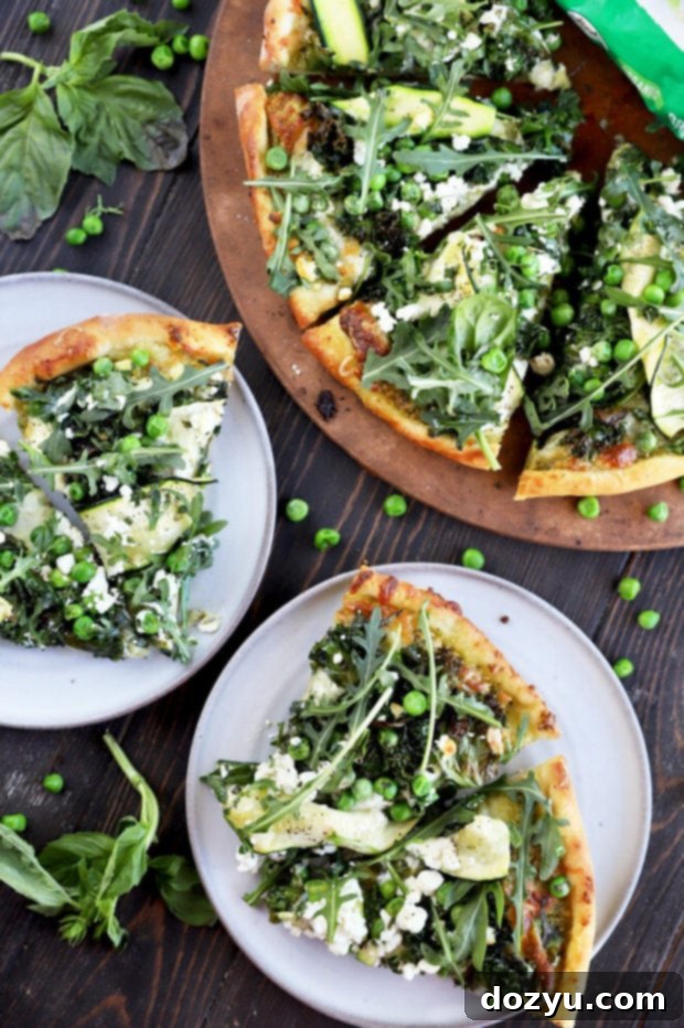 Garden Pesto Pizza 6 Pizza on plates image