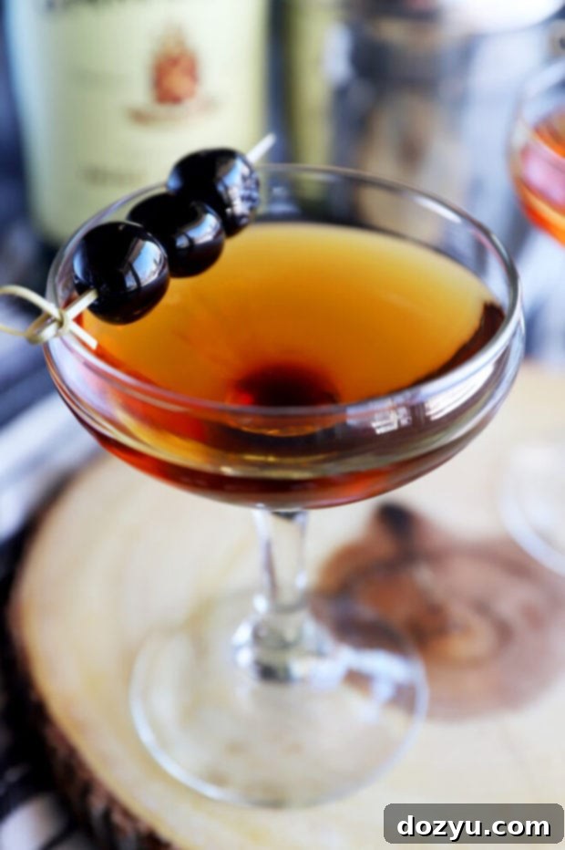 Jameson's Signature Manhattan 3 Photo of Manhattan cocktail in coupe glass