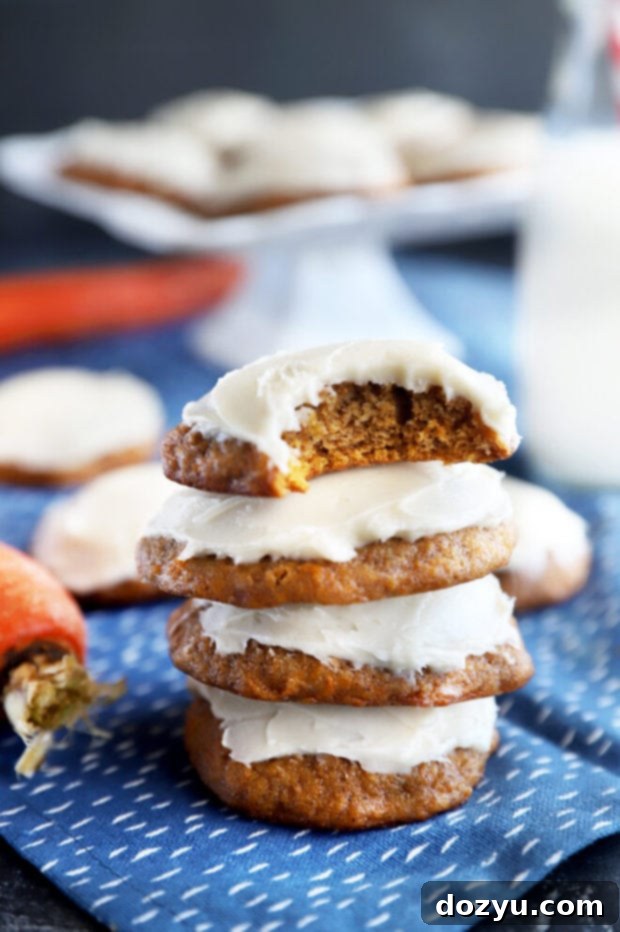Spiced Carrot Cake Cookies 9 Close-up stack of carrot cake cookies