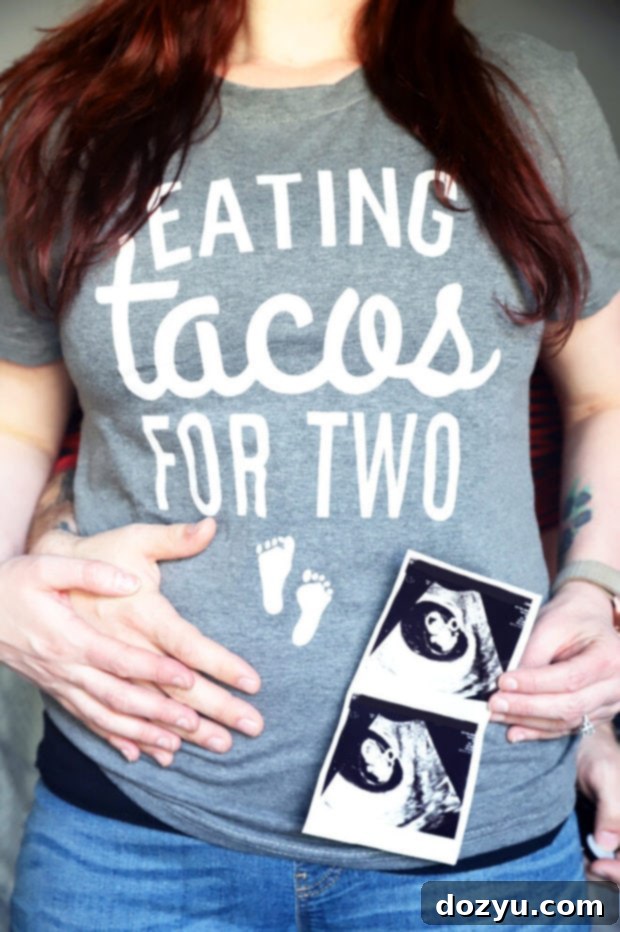 Maternity announcement first trimester recap picture