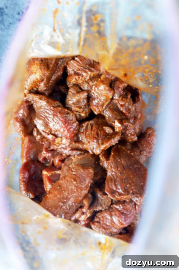 Steak in marinade in bag picture