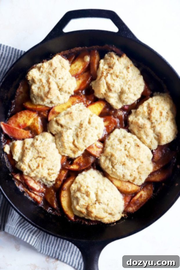 Flame-Kissed Peach Cobbler 7 Fresh peach cobbler skillet picture