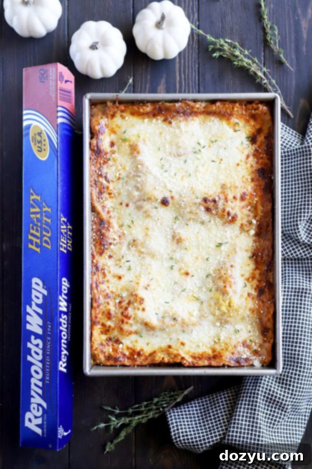 Freezer fall lasagna image overhead