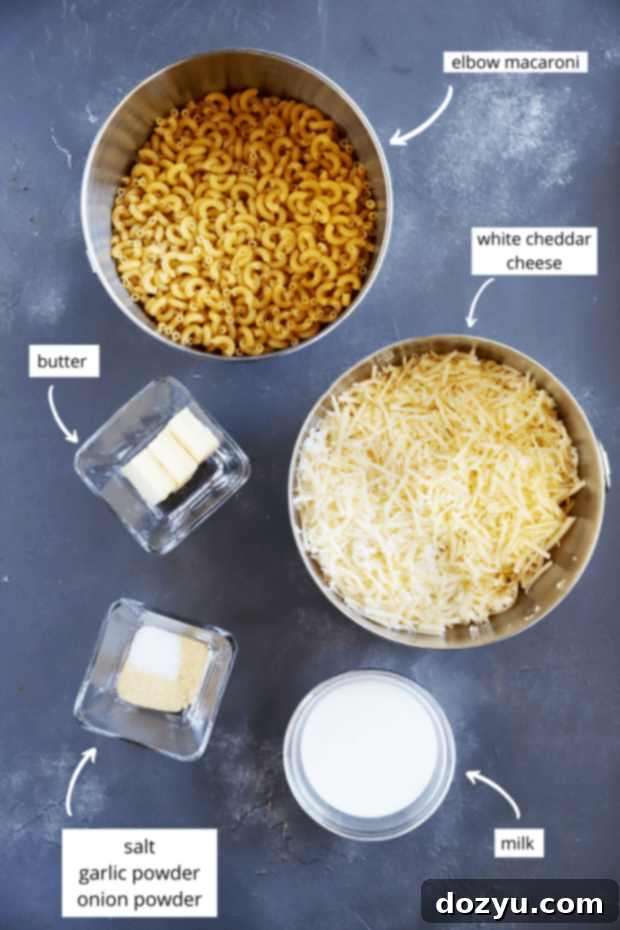 Instant Pot Creamy White Cheddar Mac and Cheese 5 Ingredients for white cheddar mac and cheese image