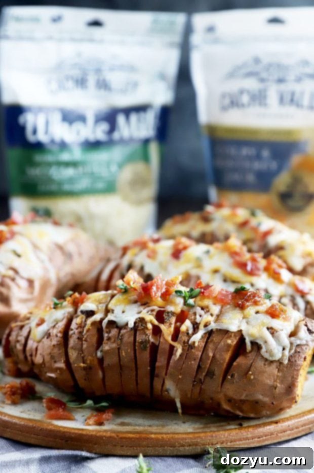 Sweet & Savory Maple Bacon Cheesy Hasselback Sweet Potatoes 2 Side photo of thanksgiving sweet potatoes