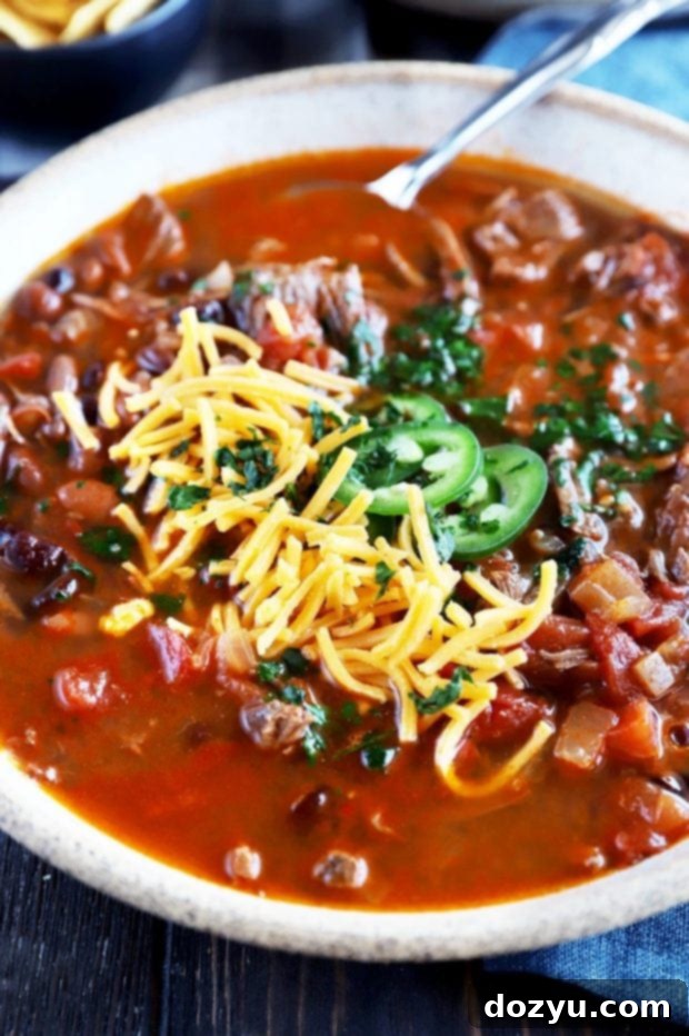 Tender Instant Pot Carne Asada Chili 9 Bowl with Instant Pot chili image