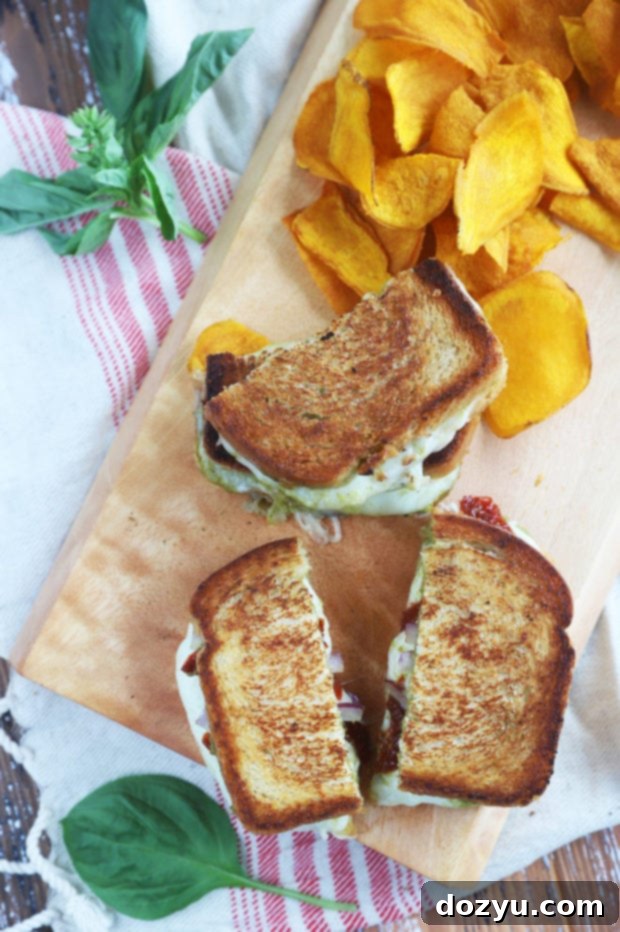 Pesto Grilled Cheese: Two Irresistible Twists 6 Two types of grilled cheese overhead picture