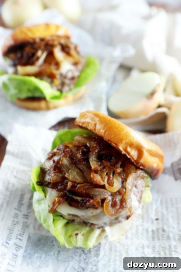 Caramelized Onion Dream Burger 7 Burger photo with onions and cheese