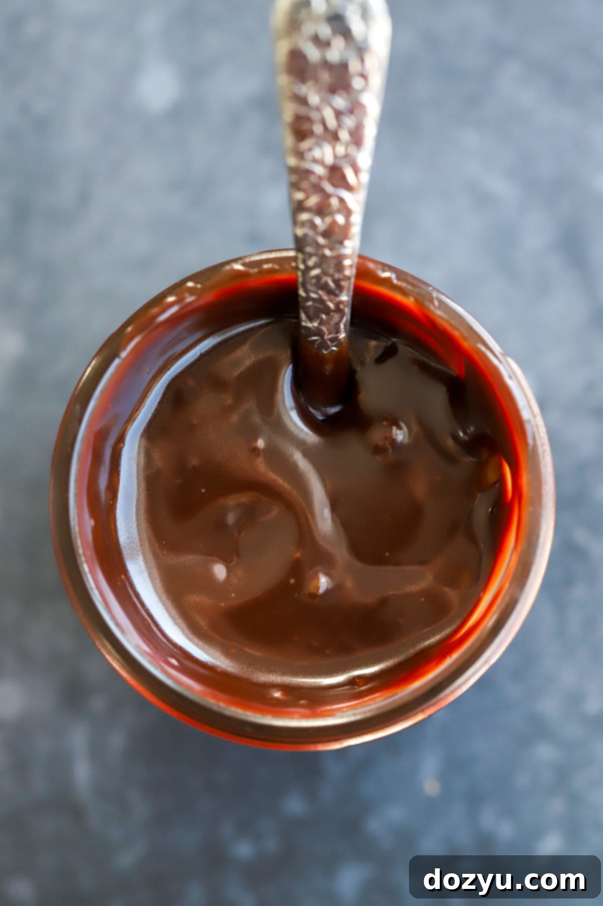 Baileys Hot Fudge Sauce 9 Overhead image of baileys hot fudge sauce in jar