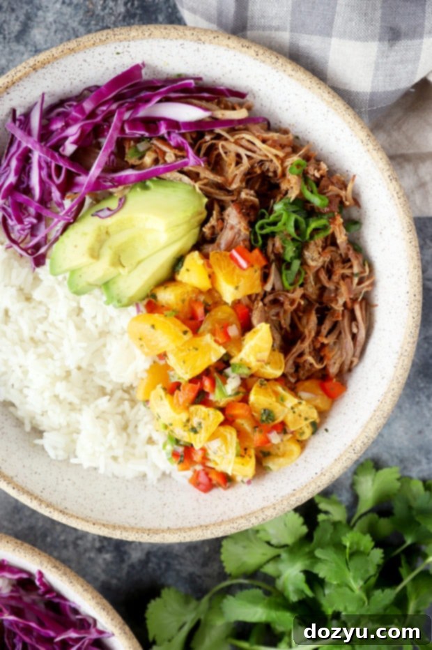 Zesty Teriyaki Pulled Pork Bowls with Mandarin Salsa 7 Teriyaki Pulled Pork Bowls with Mandarin Salsa