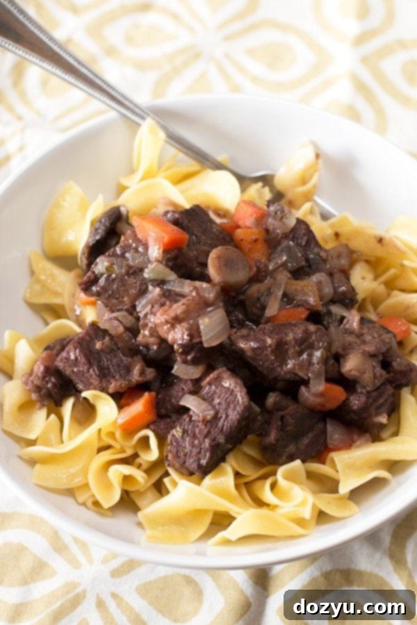 Burgundy Beef and Mushroom Stew 2 Braised Short Rib Stew with Red Wine & Mushrooms | cakenknife.com