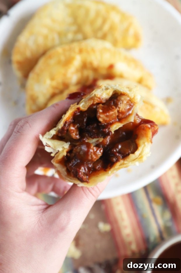 Crispy Chipotle BBQ Steak Air Fryer Empanadas 8 Hand holding empanadas photo