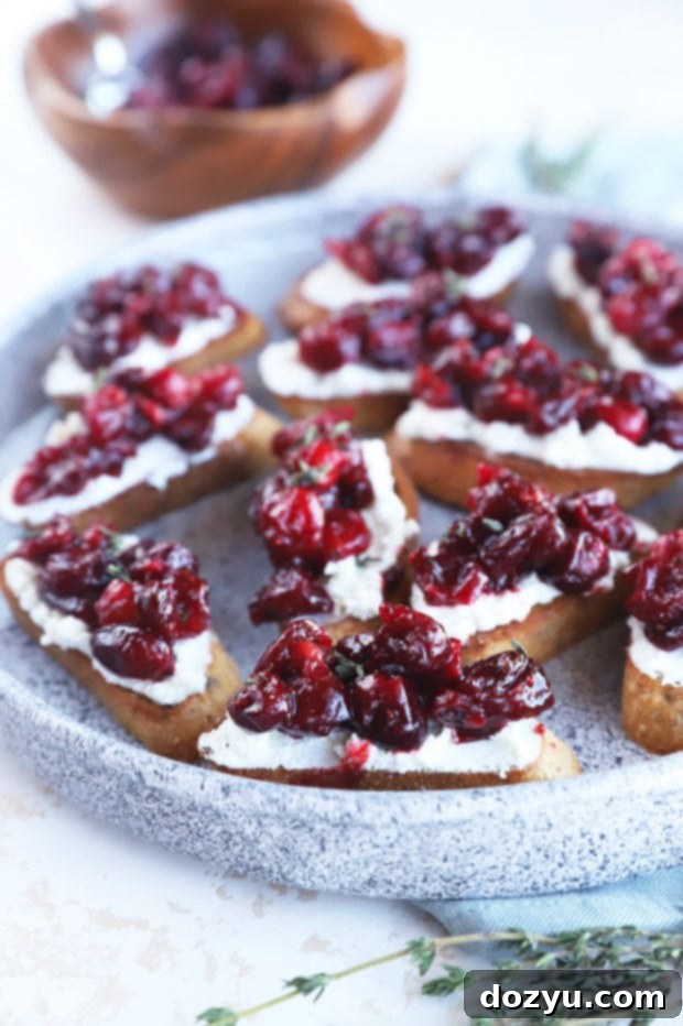 Festive Cranberry Goat Cheese Crostini 3 Side photo cranberry crostini