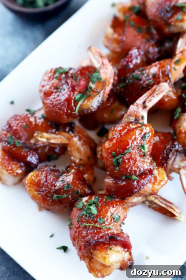 Smoky Bacon Wrapped Shrimp 6 BBQ bacon wrapped shrimp platter picture