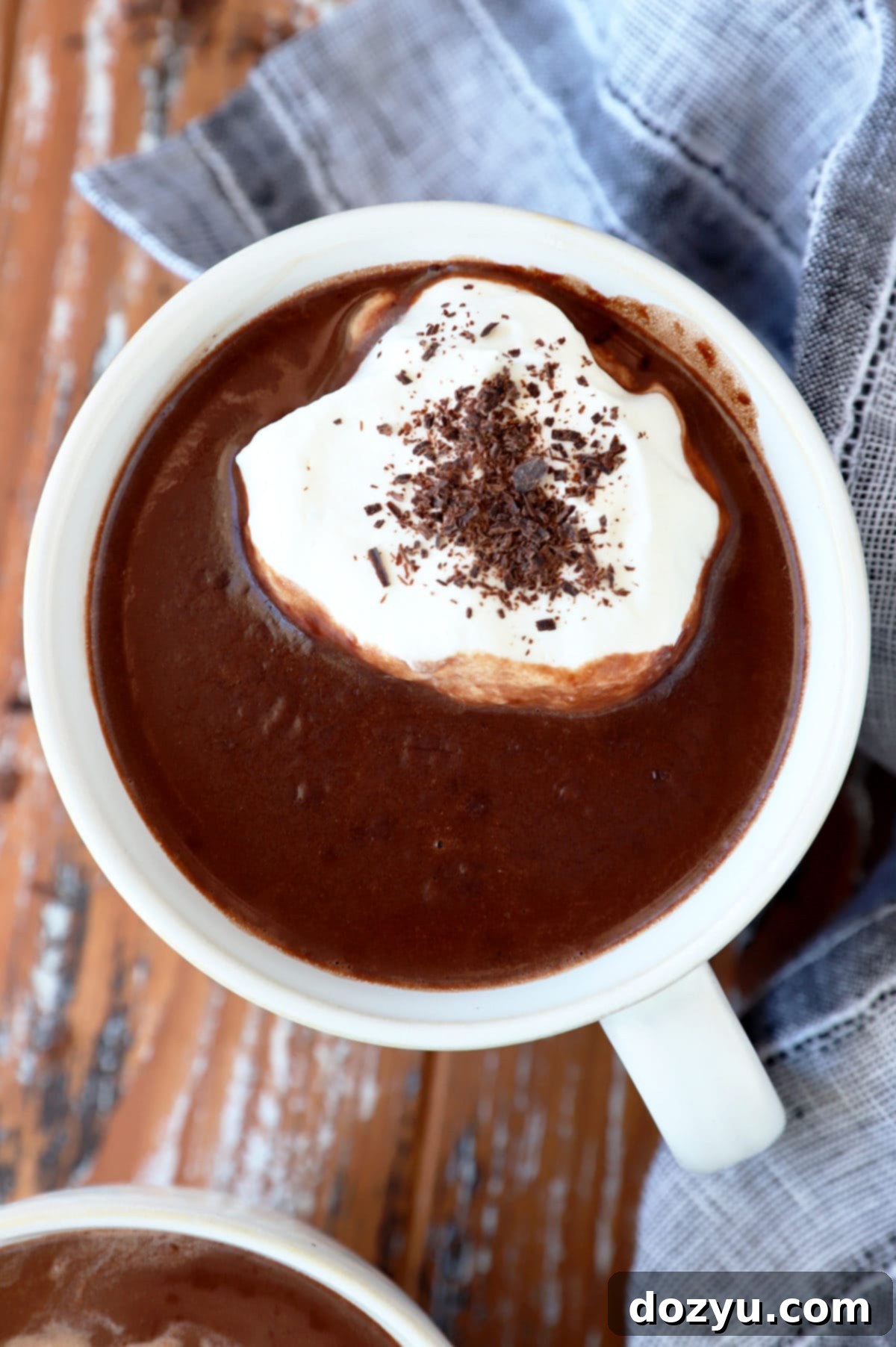 Decadent Baileys Hot Chocolate 2 Overhead photo of hot chocolate in mug