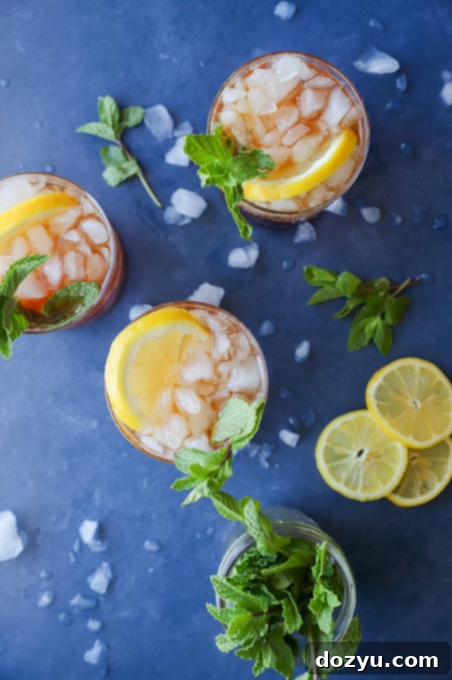 Southern Sweet Tea Mint Julep Punch 3 Overhead photo of sweet tea punch cocktail