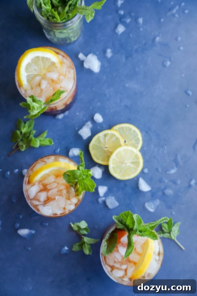 Southern Sweet Tea Mint Julep Punch 5 Overhead photo of sweet tea mint julep punch