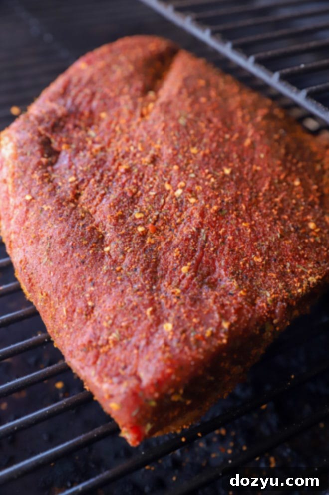 Effortless Traeger Smoked Brisket 3 Brisket on the grill picture