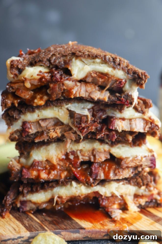 Effortless Traeger Smoked Brisket 7 A creative brisket Reuben sandwich, showcasing leftover smoked meat.