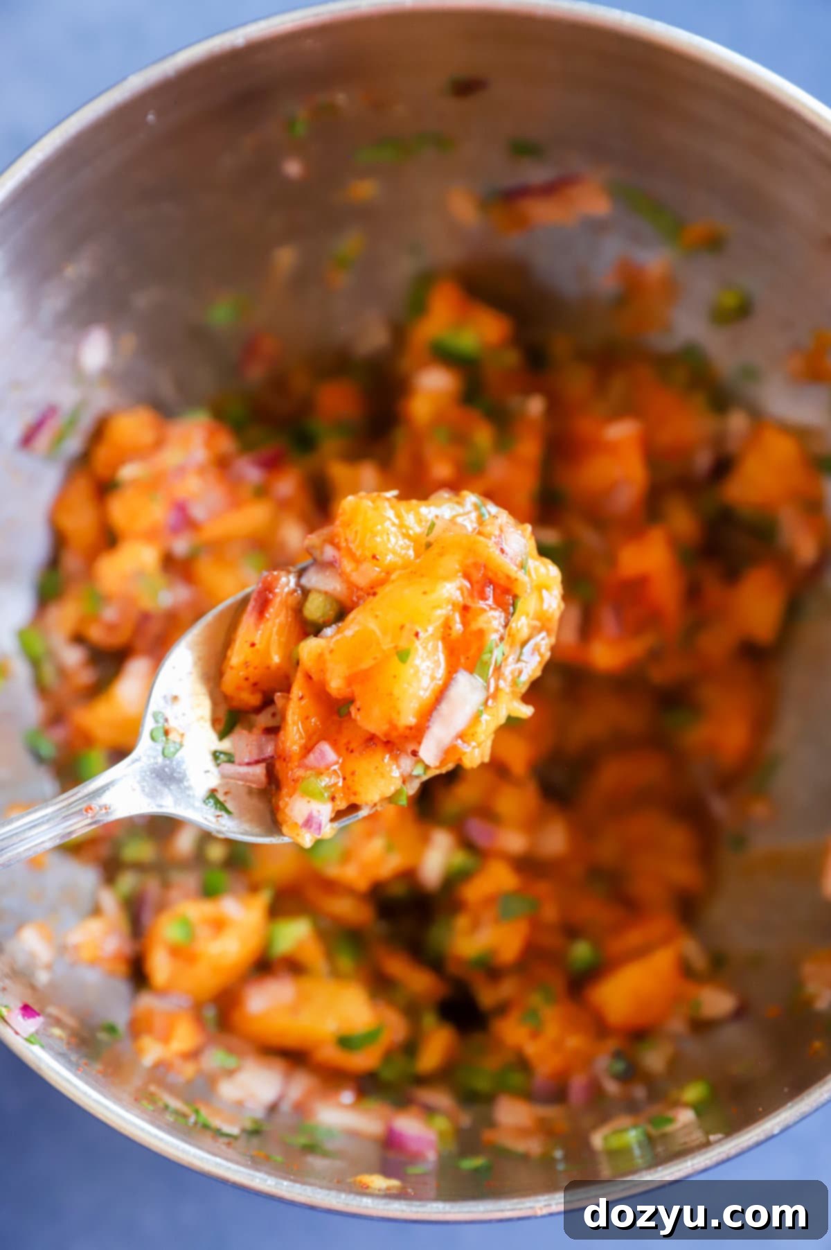 Sweet & Smoky Brats with a Peach-Bacon Kick 7 spoonful of bacon peach salsa photo