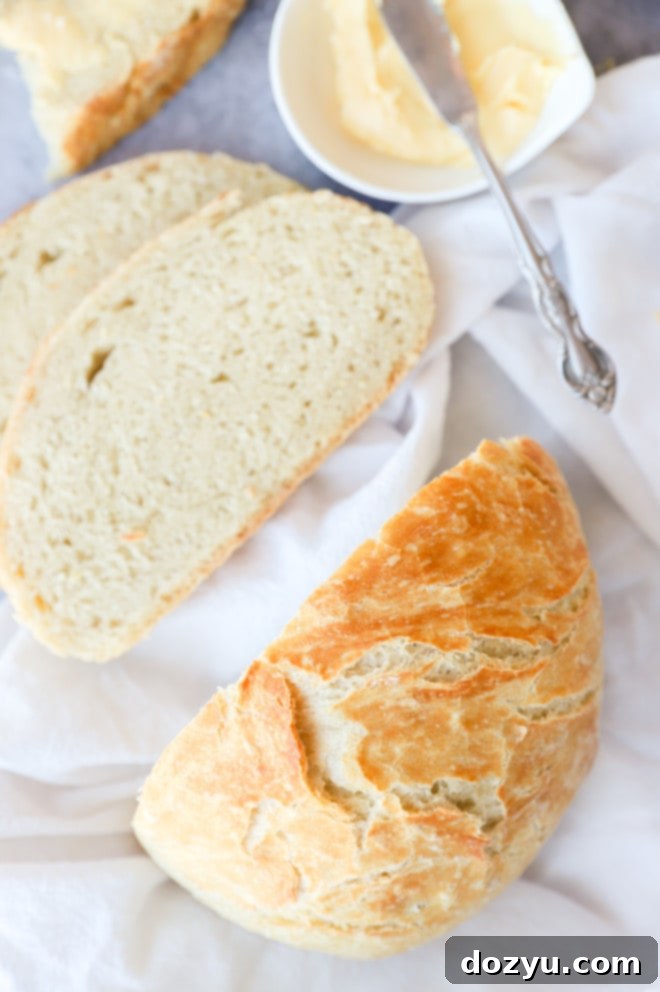 Effortless Overnight No Knead Bread 7 Overhead image of artisan loaf