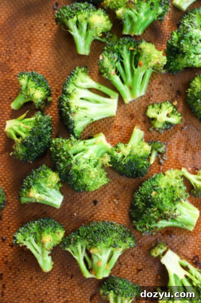Vibrant Bucatini Cacio e Pepe with Broccoli 4 Roasted broccoli on sheet pan image