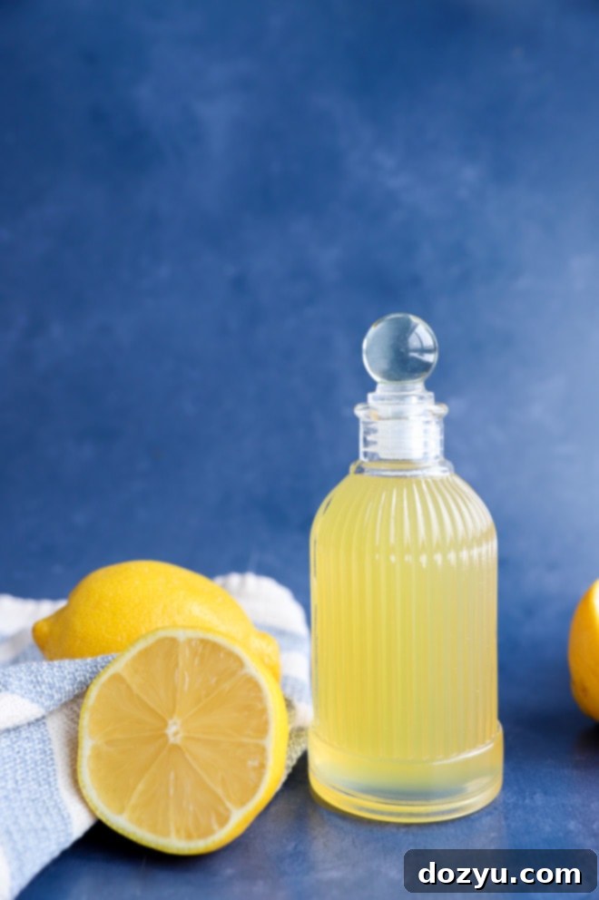 Zesty Lemon Syrup 7 Photo of a lemon syrup in a bottle