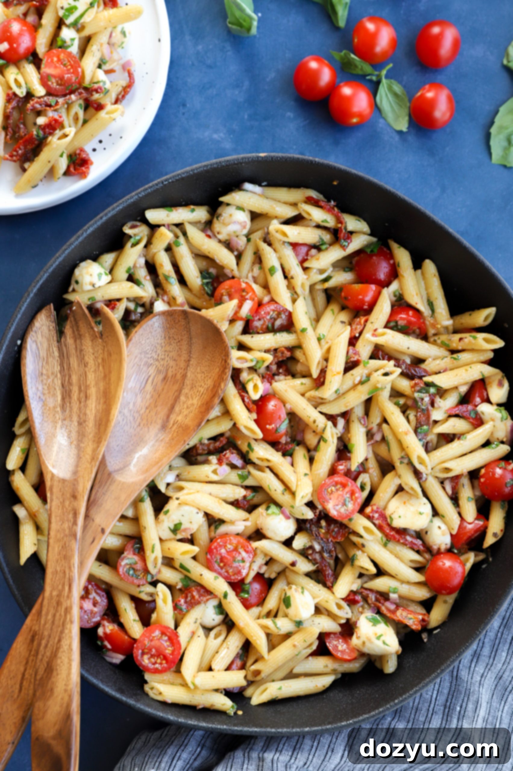 Sun-Kissed Pasta Salad 2 Image of a large serving bowl with a penne cold side dish