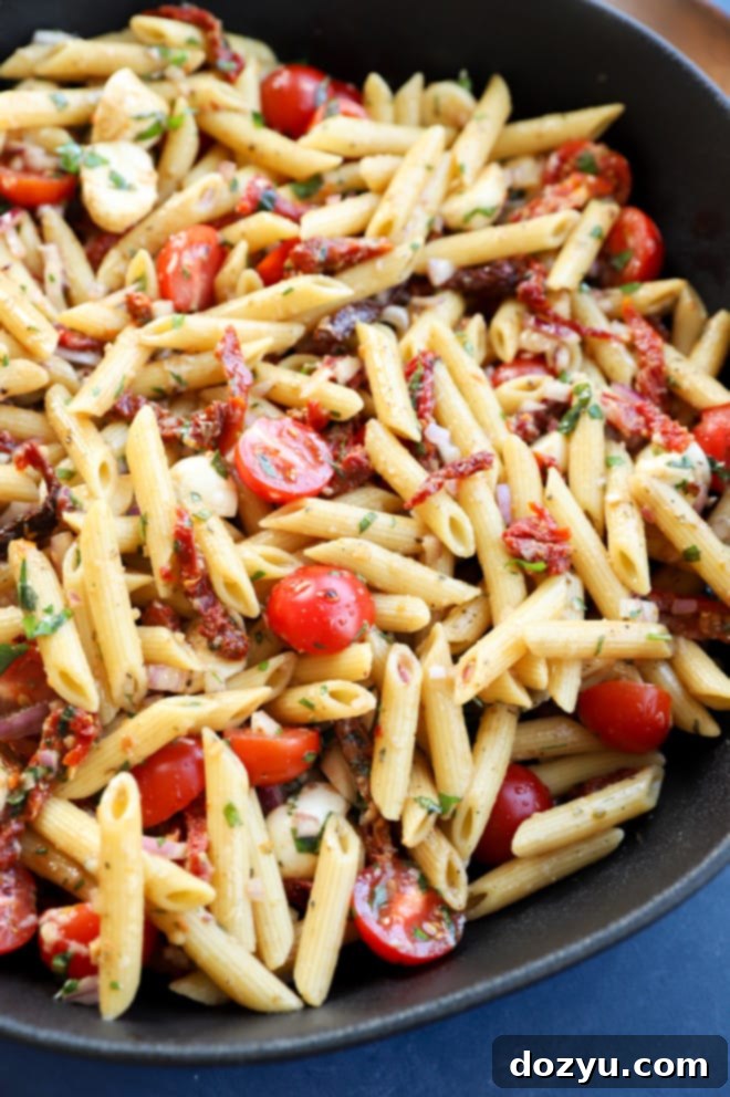 Sun-Kissed Pasta Salad 3 pasta salad recipe with sun dried tomatoes