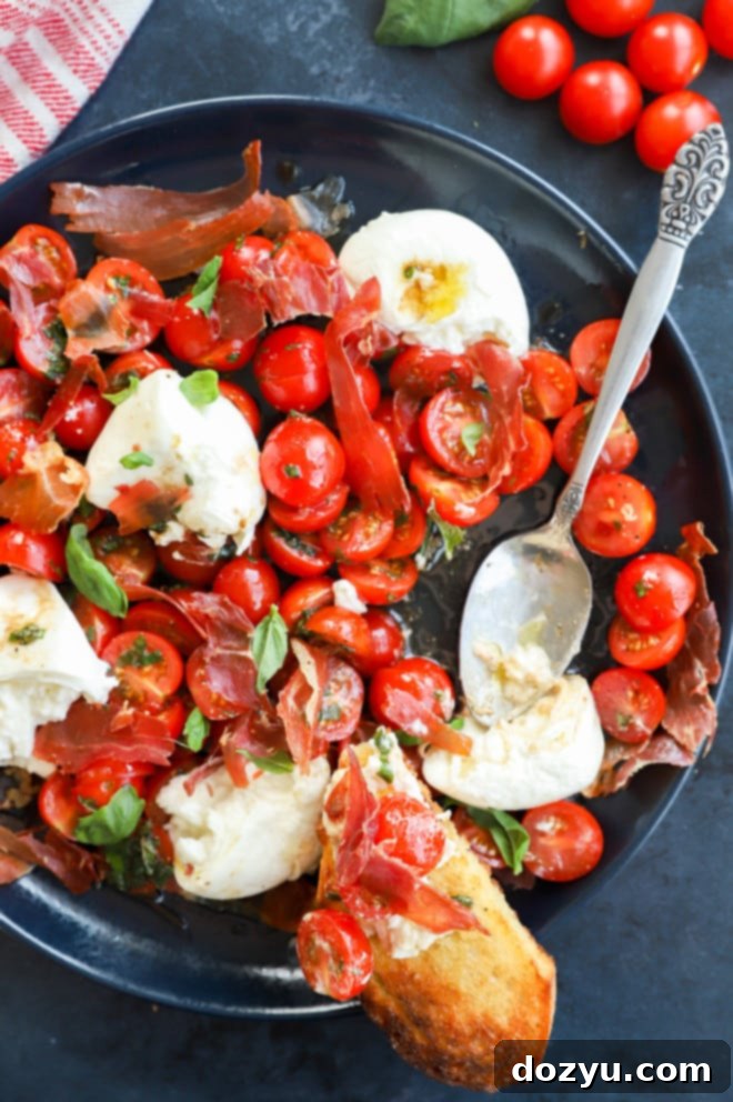 Creamy Burrata Caprese Salad 7 Platter of burrata caprese salad picture