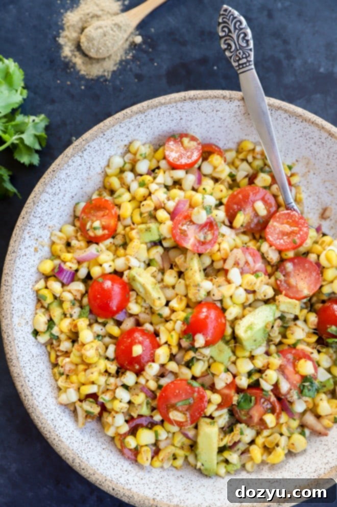 Vibrant Masala Corn Salad 8 Easy summer side dish, Masala Corn Salad, ready in 20 minutes in a serving bowl.