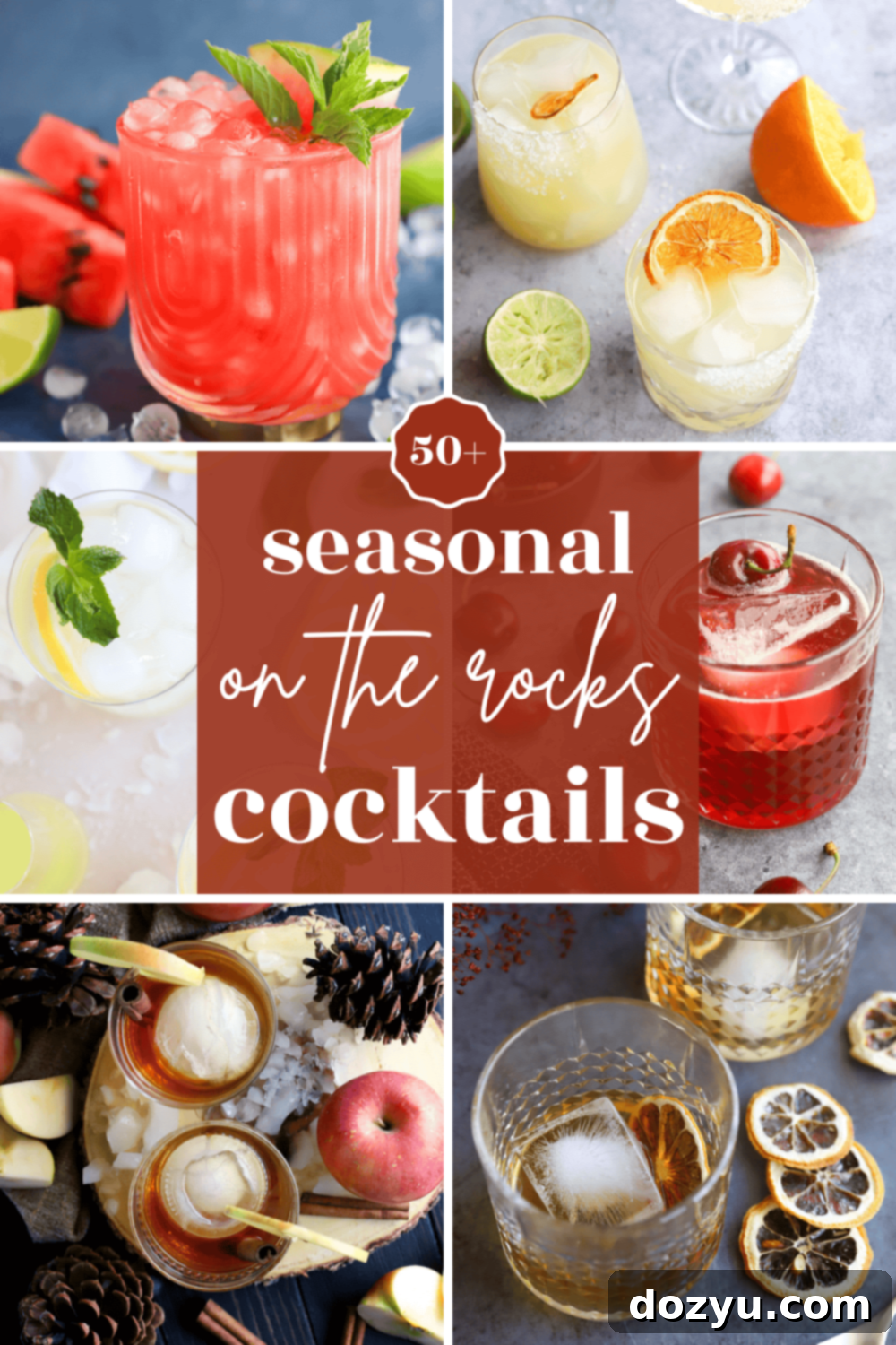 Seasonal on the rocks cocktails graphic