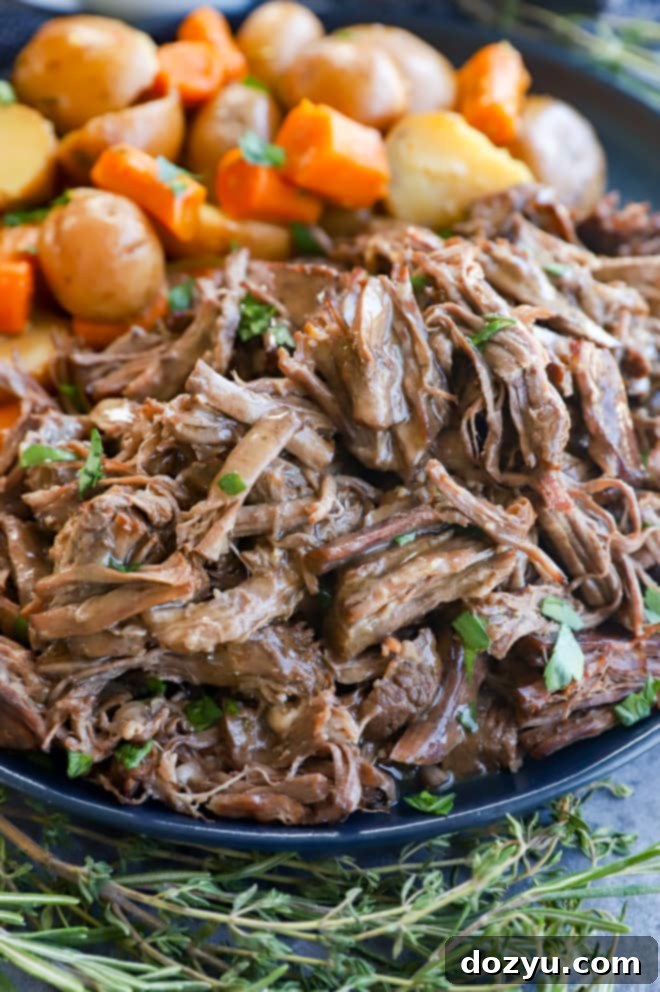 Fork-Tender Instant Pot Pot Roast 2 Gravy beef with vegetables