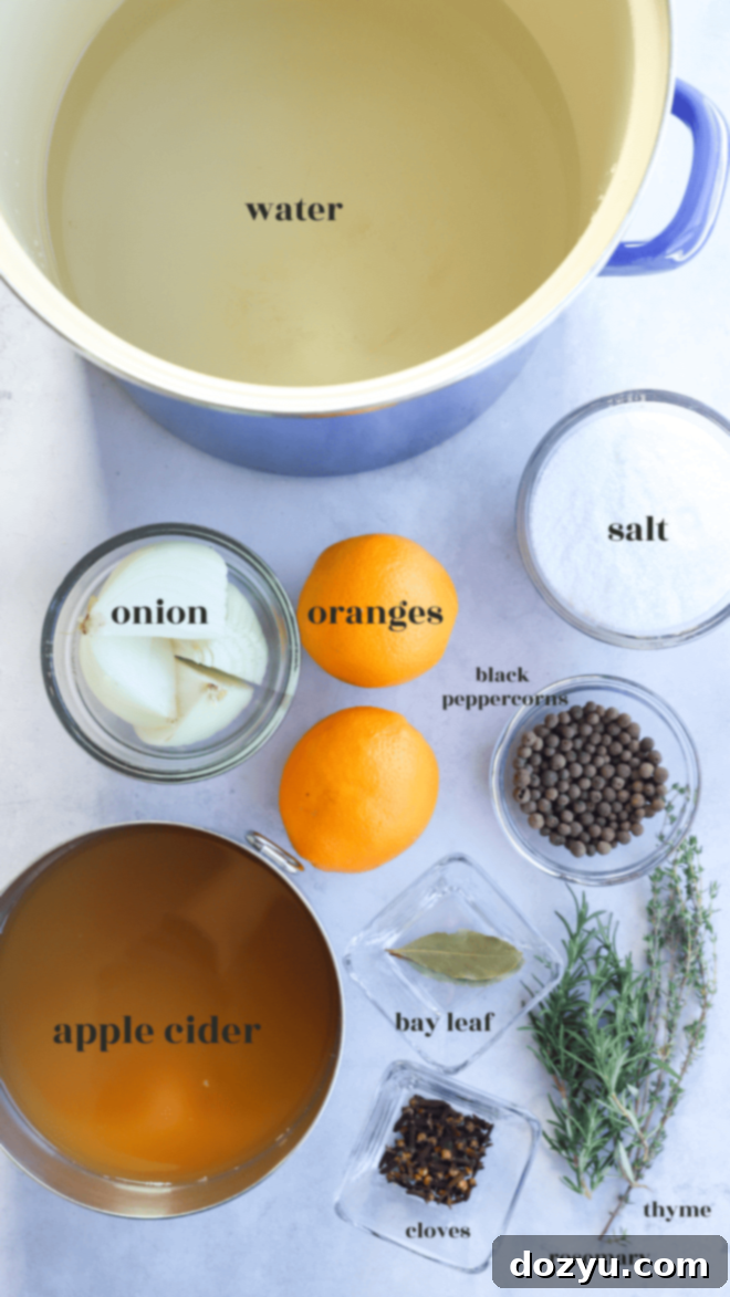 Ultimate Turkey Brine 4 best turkey brine ingredients with labels