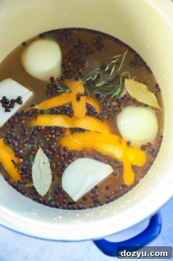 Ultimate Turkey Brine 6 turkey brine in a large stockpot