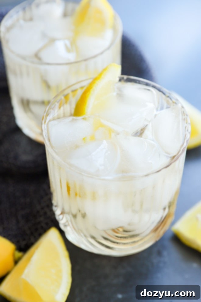 Gin Ginger Fizz 5 A refreshing Gin Buck cocktail with a lemon wedge, ready to be enjoyed.
