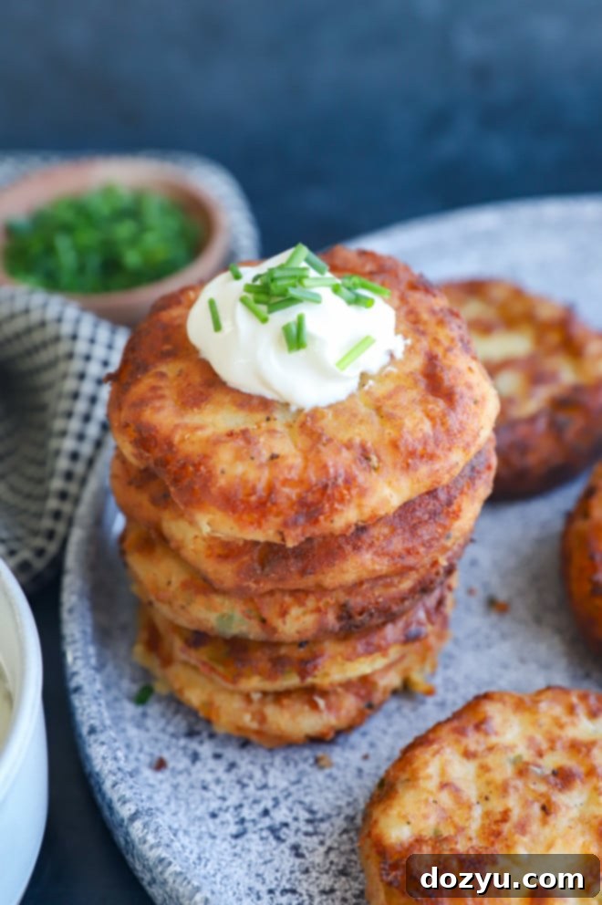Crispy Potato Patties 7 stack of fried pancakes for a side dish or appetizer