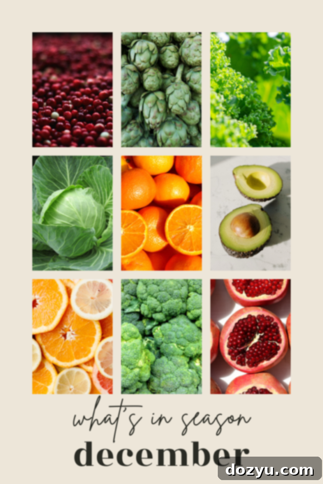 December Seasonal Eating Guide 2 what's in season in december pinterest graphic