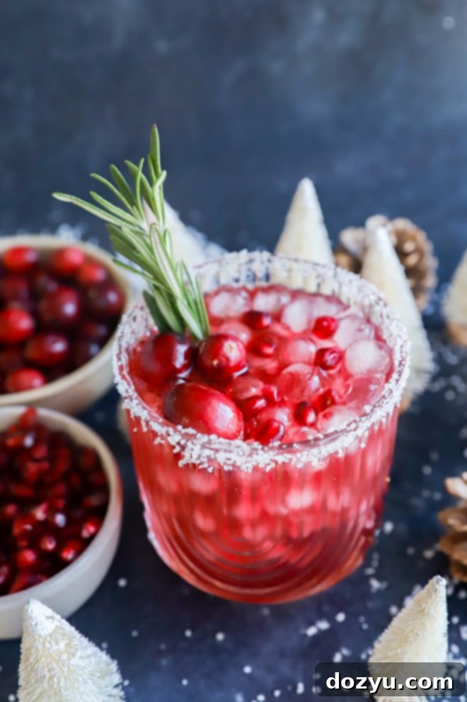 Frosted Fiesta Margarita 6 Christmas margarita in a glass with rosemary sprig