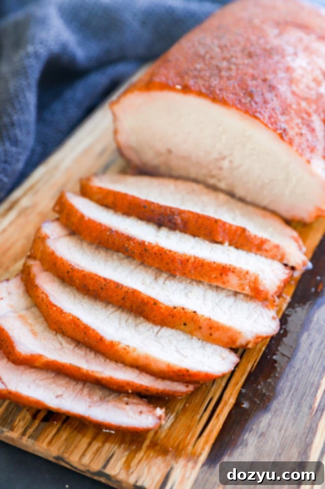 Slow-Smoked Pork Perfection 7 white meat sliced juicy and moist