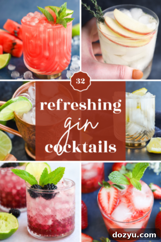 32 Effortless And Refreshing Gin Cocktails 2 gin drinks round up pin graphic