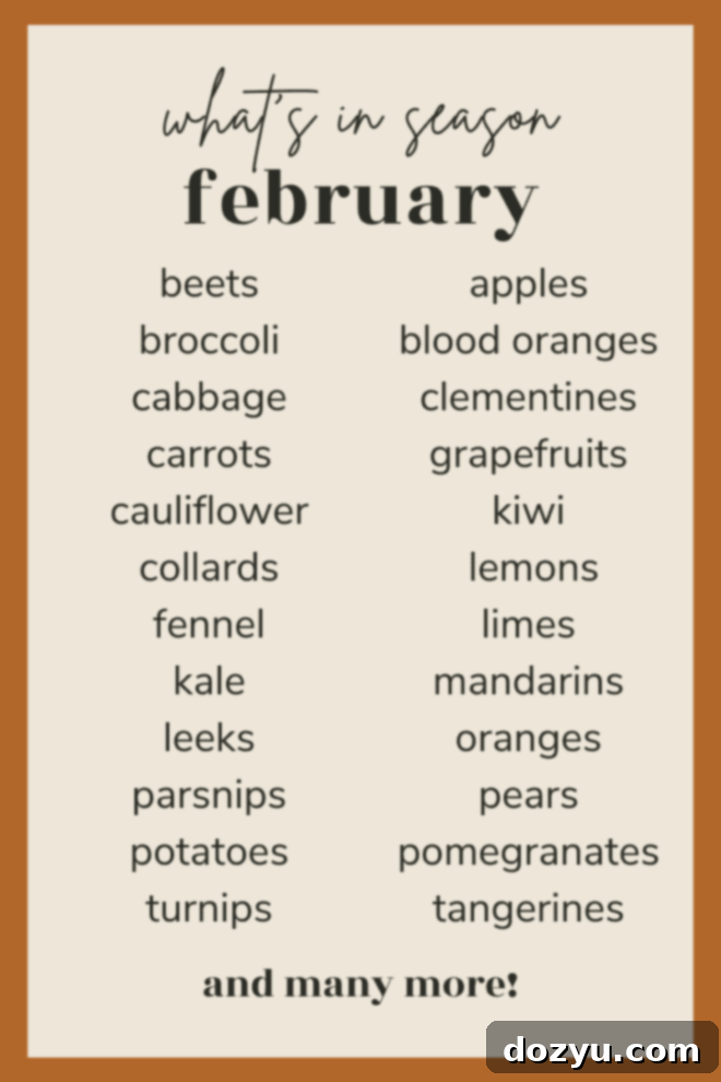 February Seasonal Produce Guide 3 What's In Season in February Produce Guide Infographic