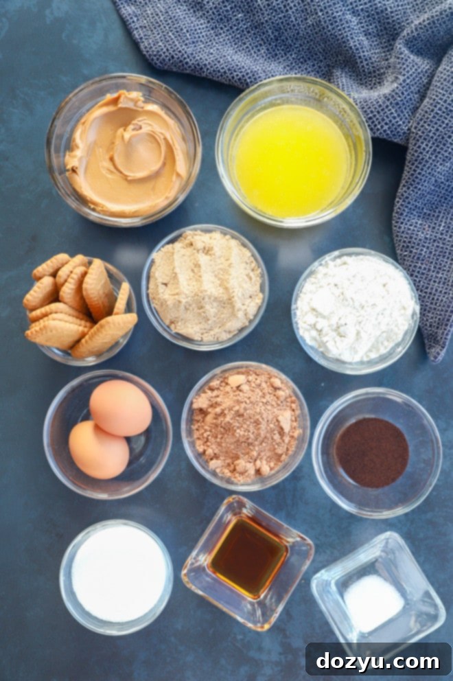 Decadent Biscoff Brownies 3 Biscoff Brownies ingredients image with text