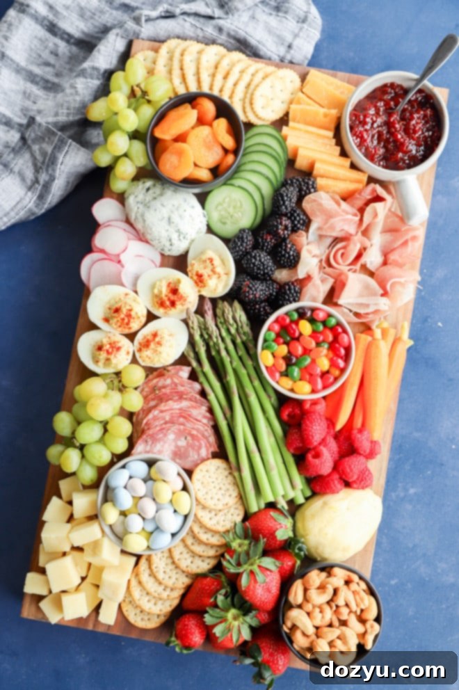 Hoppy Easter Platter 2 Easter charcuterie board with pretty linen for spring