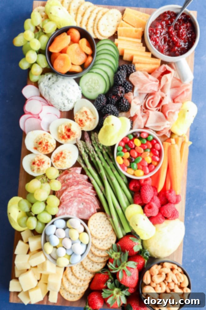 Hoppy Easter Platter 12 candies and treats for an easter celebration on an easter snack board
